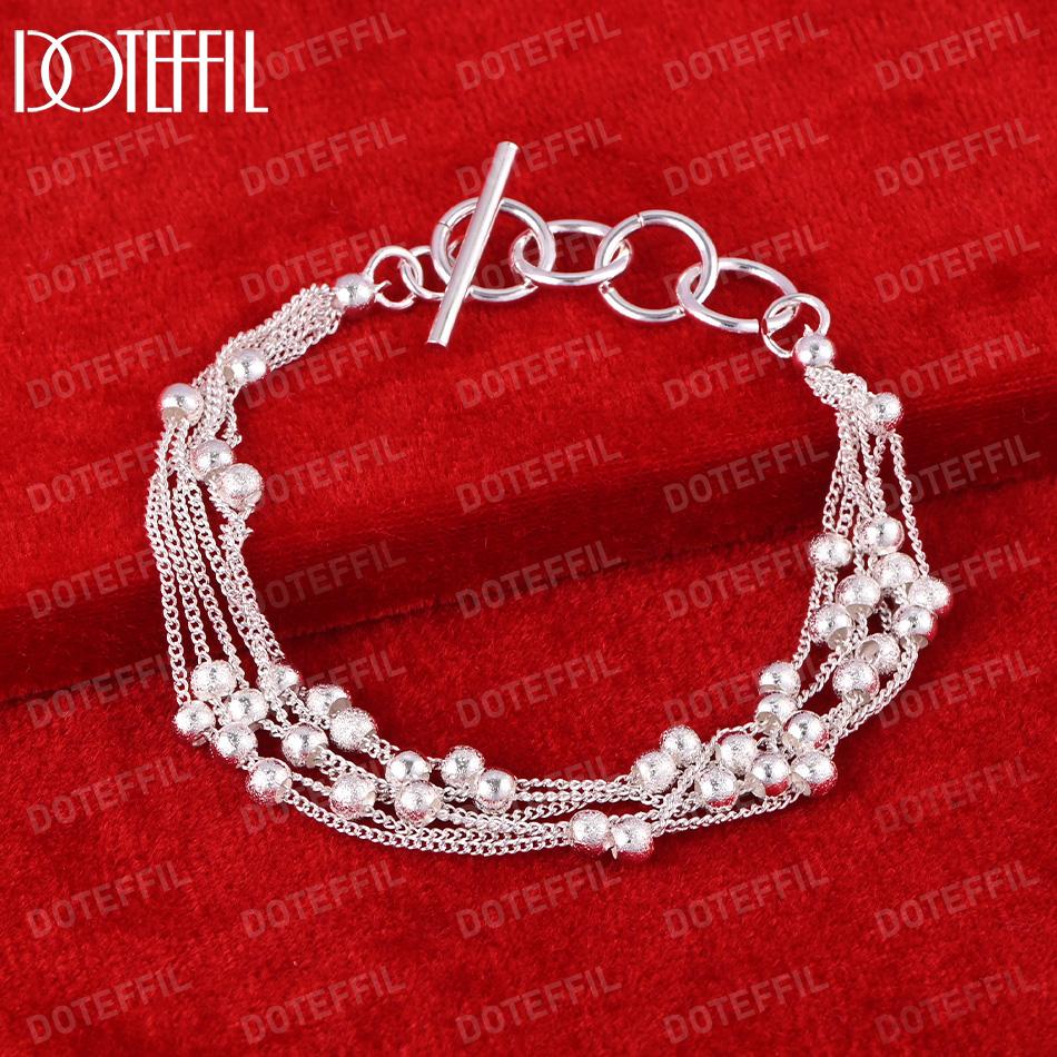 Bracelet en argent sterling 925 avec perles mates et chaîne à billes, motif raisin, bijou de mariage tendance