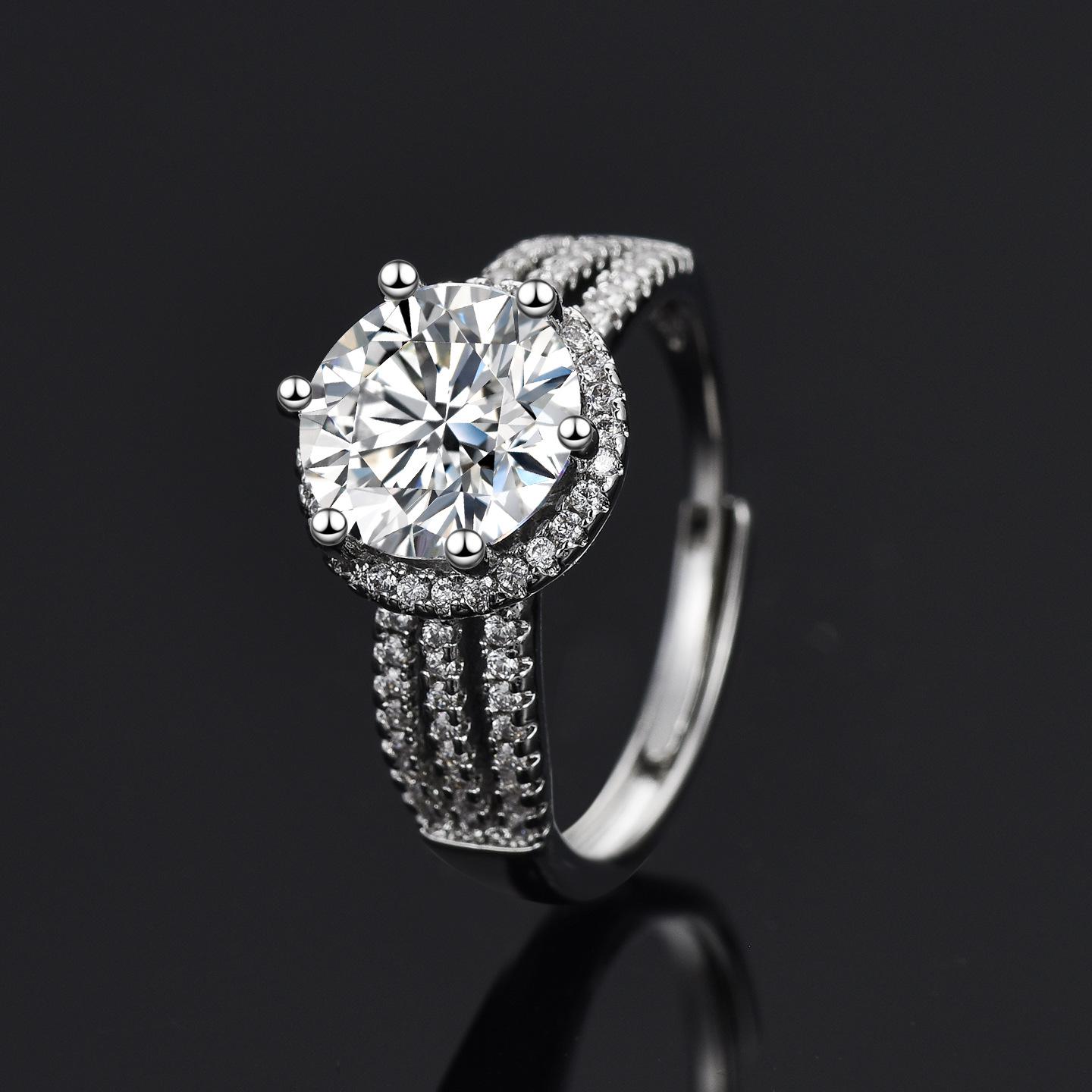 Women s Adjustable Three Carat Zirconia Simulated Engagement Ring Open Adjustable
