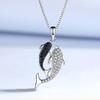 Real 925 Silver Jewelry Crystal Dolphin Box Chain Pendants&Necklaces for Women Solid -silver Choker Necklace