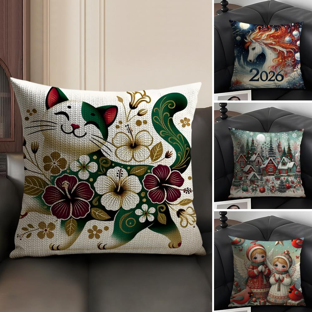 fashing cartoon prints for kids Pillow Case Natural Linen Double-Sided Printing Sofa Home Decor Cushion Cover