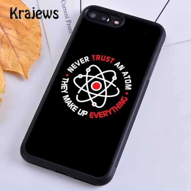 Krajews Never Trust An Atom Cool Science Phone Case For iPhone 14 5s 6s 7 8 Plus X XR XS 11 12 13 Pro Max Samsung S21 S22 Ultra