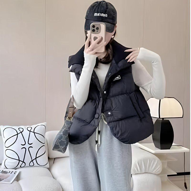 Women's Plus Size Down Cotton Coat Vest Cardigan Female Autumn Winter New Waistcoat Jacket Padded Sleeveless Overwear