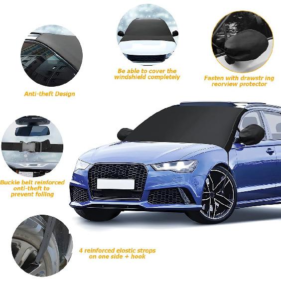 Mandark Car Windshield Cover For Ice And Snow, Waterproof Oxford Vehicle Sun Shade Defense Frost Protector With Side Mirror Cover, Auto Windscreen