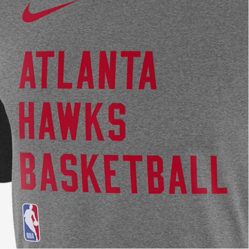 Nike Atlanta Hawks Logo Letter Print Crew Neck Short Sleeve T-Shirt Men T-Shirts Gray FJ0170-063