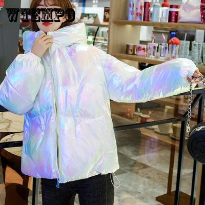 New Winter Jacket Coats Women Parkas Hooded Glossy Down Cotton Jacket Warm Casual Parka Padded Cotton Coat Female