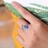 Women's Retro Blue Auspicious Clouds Ruyi Enamel Open Ring