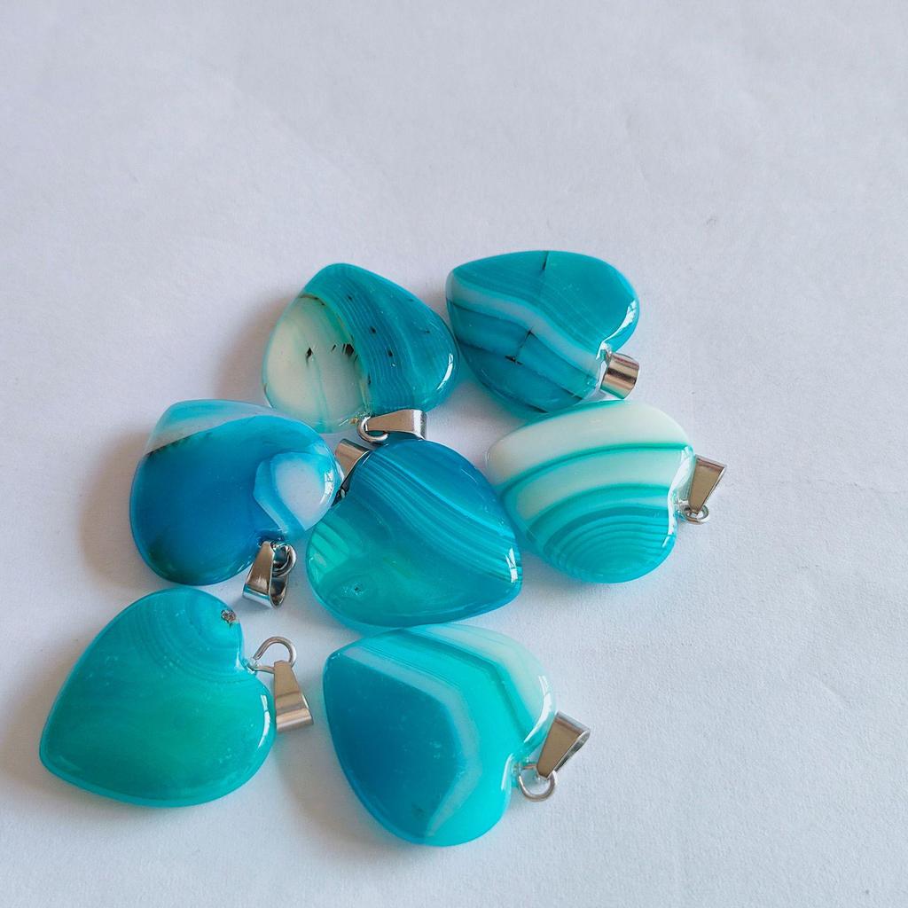 Heart-Shaped Natural Agate Pendant Necklace - 20mm Crystal Stone