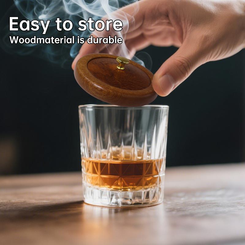 1 Pcs Solid Wood Smoker Lid Whisky Aroma Enhancer Smoke Cocktail Maker Bar Tool Kitchen Home Use Kit Cocktail Accessories