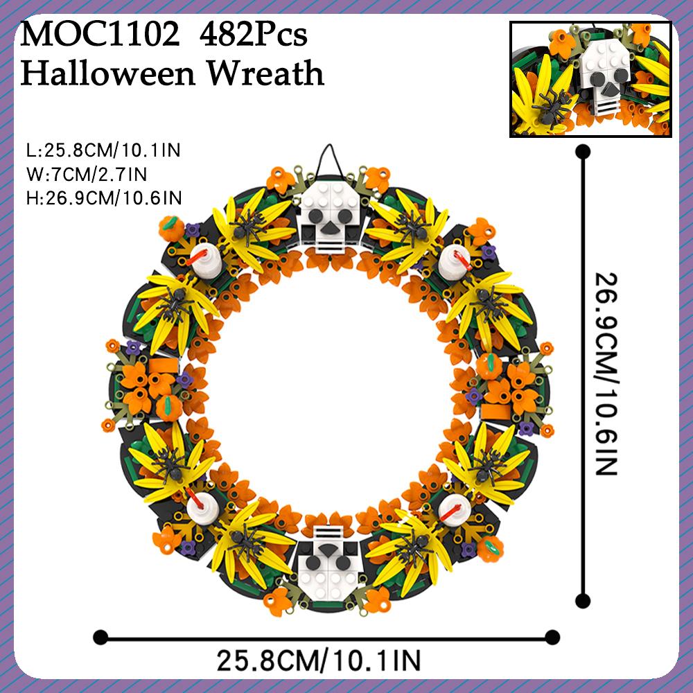 MOC Halloween Brick Ghost Graveyard Pumpkin Carriage House Witch Compatible Building Blocks Toys For Children Adult Friends Gift