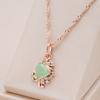 Trend Crystal Flower Pendant Necklace For Women  Rose Gold Color Green Natural Zircon Accessories Fine Daily Jewelry