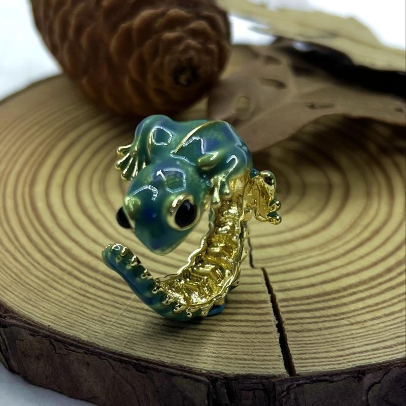 1PC Retro Stereo Lizard 3D Gecko Cute Animal Opening Ring Hip Hop Punk Style Size Can Be Adjusted for Daily Wear
