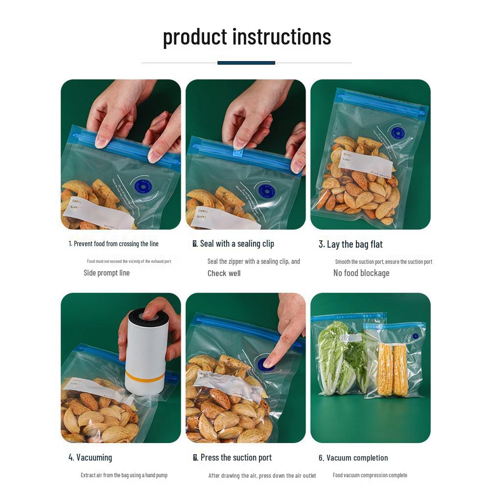 Food Grade Air Valve Fresh-keeping Zipper Vacuum Storage Bag