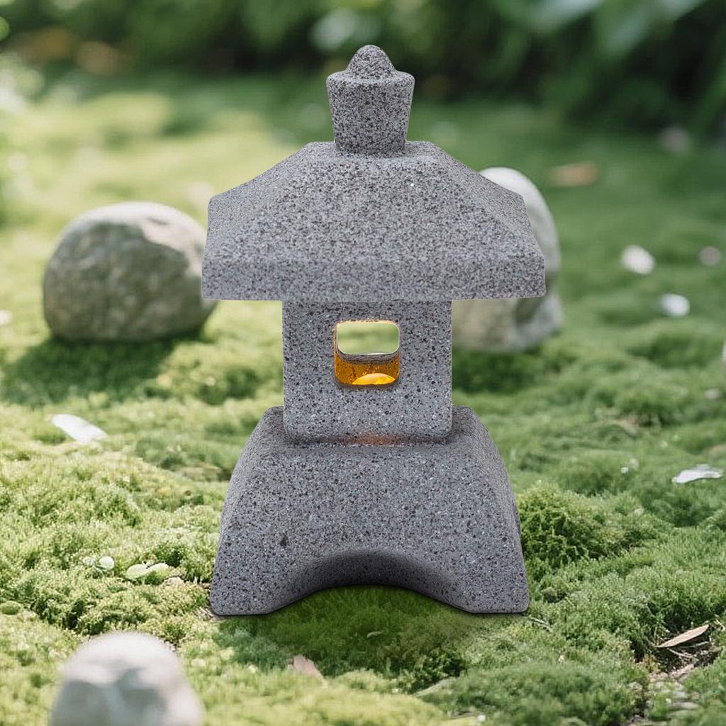 Japanese Lantern Pagoda Statues LED Lights Zen Garden Accessories for Home Mini Meditation Fish Tank Yard Aquarium Bonsai Decor