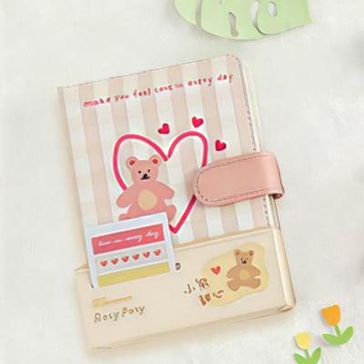 Cute Illustration Handbook A6 Diary Girl PU Notebook Calendar Sticker Multicolor Book (Brown)