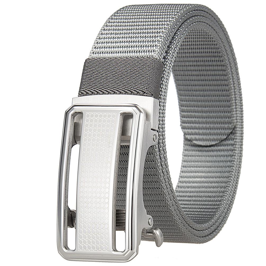 1Pcs Fashion Nylon Braided Belt Men, Button Head Front Switch Toothless Stainless Steel Buckle 3.5Cmly36-61931-3