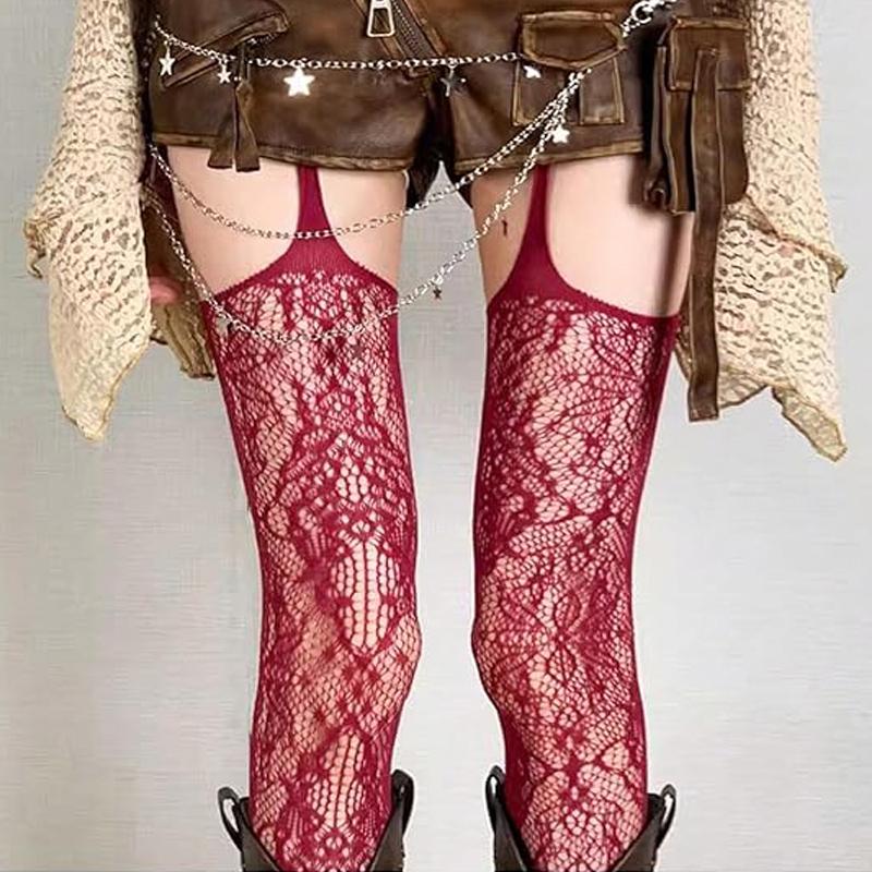 Fashion Hollow Out Lace Mesh Stocking Pantyhose Japanese Lolita Tights Retro Floral Rattan Women Sexy Stockings Thigh High Socks