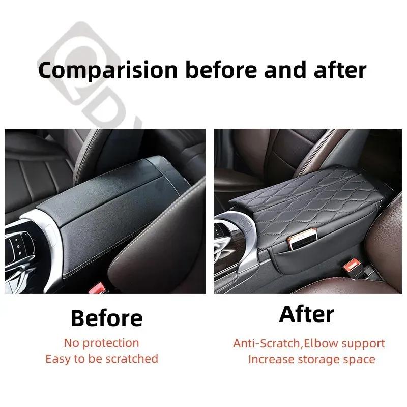 Car Armrest Cover Pad For Mercedes Benz GLC X253 2016- EQC - Leather Anti-Scratch Center Console Cover Cushion