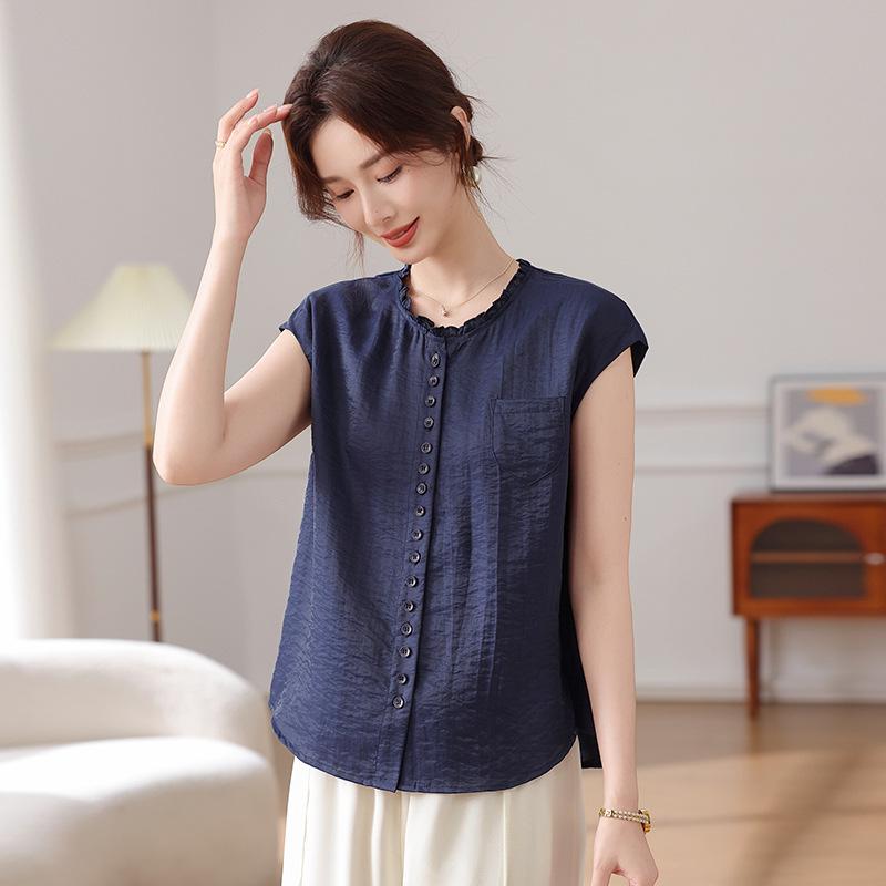 Chic and Youthful Summer 2026 Short-Sleeve Top for Middle-Aged and Elderly Women 2XL