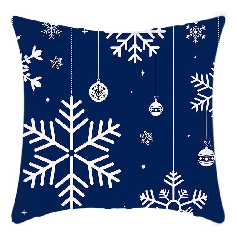 New Dark Blue and White Snowflake Christmas Pillow Case for Home Sofa and Bedroom Modern Simple and Fashionable Pillow Case