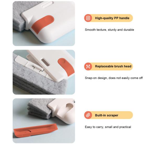 Gap Cleaning Brush Dual-Ended Design Wear-resistant Gap Brush Bathroom Crevice Brush with Brush Scraper Home Cleaning Tool