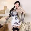 Domila Sexy Underwear New Improved Printed Cheongsam Backless Slim Split Hip Skirt Chinese Style Nightdress