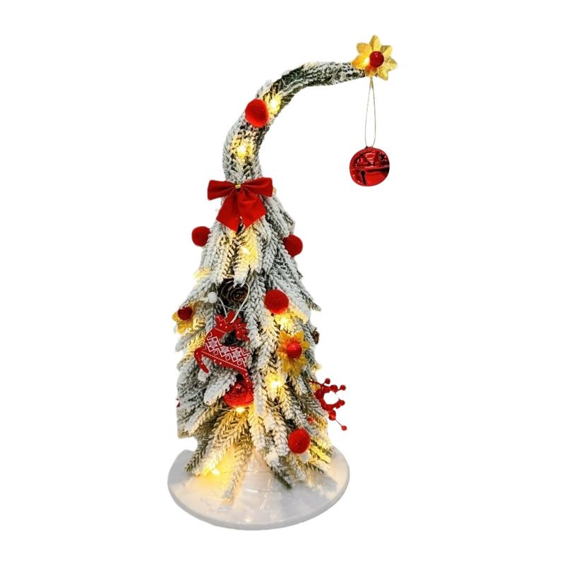 New 35cm Artificial Christmas Tree Bendable With LED Lights Christmas Curved Desktop Home Ornaments Artificial Pine Tree Decor 35cm