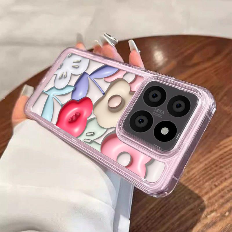 Cute Oil Painting Flower Phone Case Cover For Xiaomi 13T 11T Poco F6 X6 Pro Redmi Note 13 12 11 10 Pro Max Slim Soft Shockproof Clear Silicone Shell