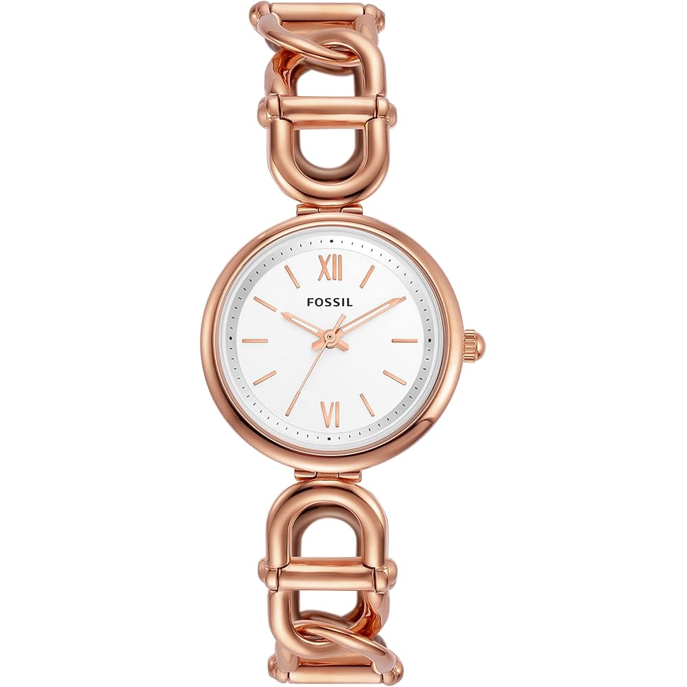 Fossil Carlie ES5273 Women s Pink Gold Watch with Quartz Movement and Water Resistance