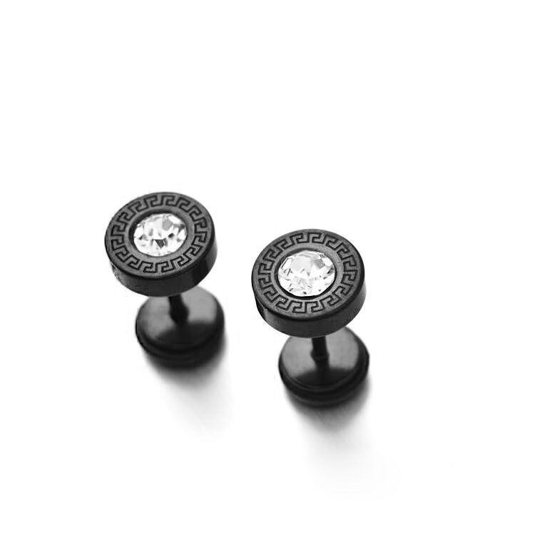 Unisex Trendy Retro Round Great Wall Diamond-Studded Stainless Steel Earrings