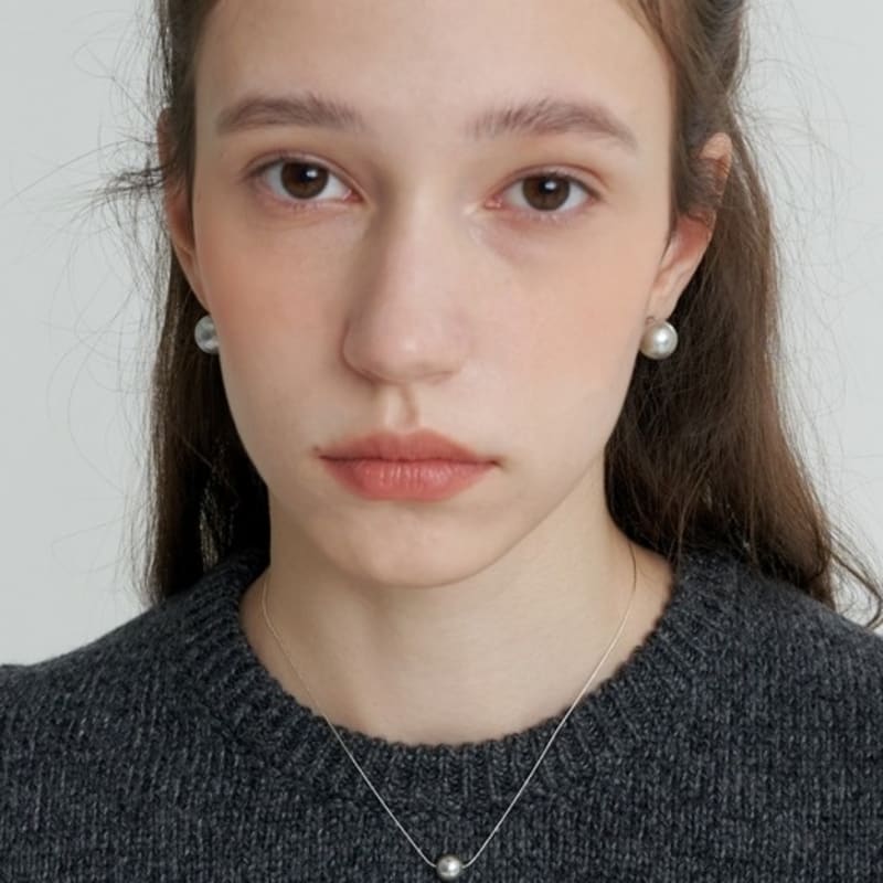 LOVE ME MONSTER [Silver] Essential Pearl / Chain Necklace 8mm (L233MNK050)