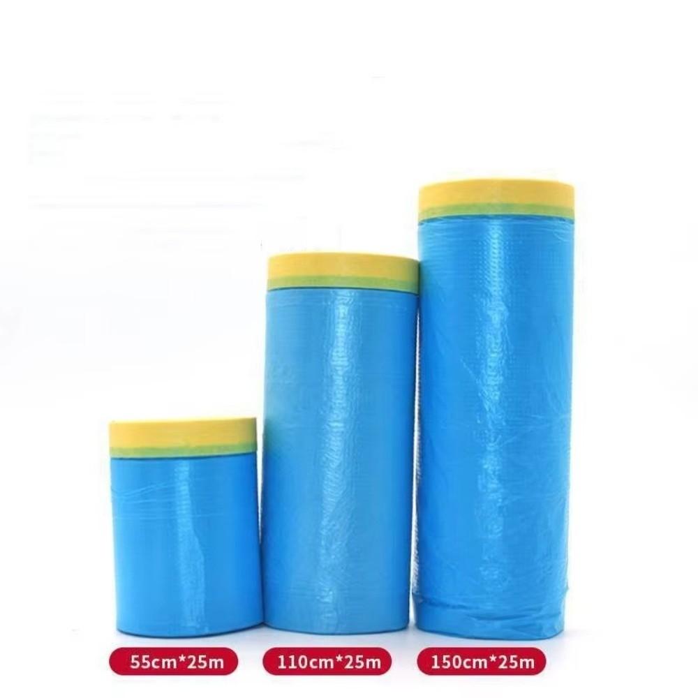 Multifunctional Pre-Taped Masking Film Strong Adsorption No Residue Dustproof PE Films Blue Drop Cloth Thickened