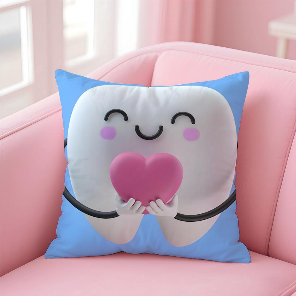 Cartoon Funny Teeth Anime Cushion Cover Pillow Case Soft Skin Friendly Fabric Concealed Zipper
