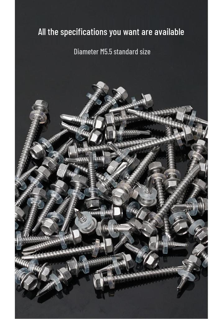 Rust-Proof 410 Stainless Steel M5.5 Hex Head Self-Drilling Self-Tapping Screw