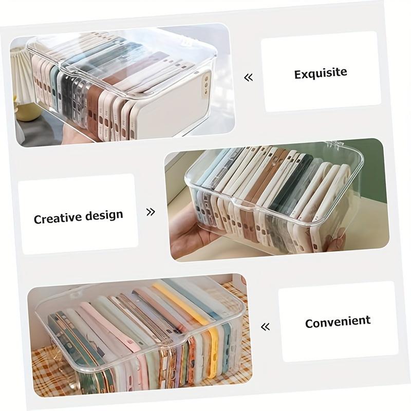 Clamshell Acrylic Storage Box, Clear Organizer for Office Supplies, Multi-Purpose Stationery & Home Essentials Case