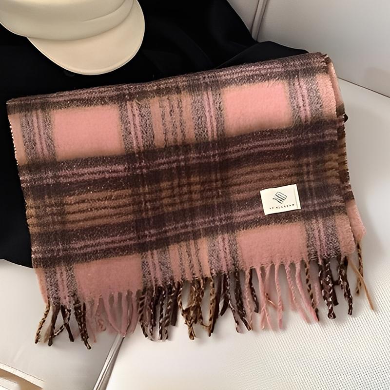 Autumn And Winter Couple Scarf Women'S Warm Thick Shawl Retro Lazy Style Plaid Neck Scarf