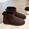 Women Winter Platform Snow Boots Warm Faux Suede Ankle Boots Thick Furry Lining Non‑Slip Short Booties For Cold Weather