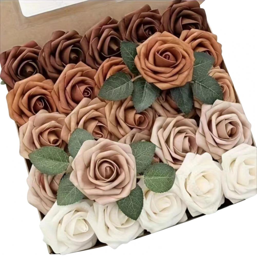 1 Box Artificial PE Foam Rose Flowers Bridal Bouquets for Wedding Table Home Party Gift Decorations DIY Scrapbook Supplies