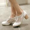 Mocassini da Donna Scarpe Tacchi Alti Moda Pizzo Stringati Nero Bianco Scarpe con Tacco da Festa Calzature Scarpe Femminili 2025 Primavera Estate