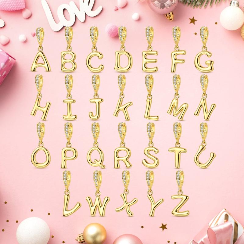 Charms Original Copper Gold 26 Letters A-Z Alphabet Charms Beads Pendent Fit Bracelet Diy Woman Man Jewelry Making