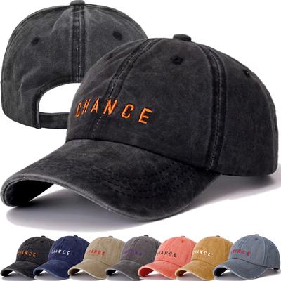 Hot Sale Unisex Washed Cotton Embroidery Baseball Cap Chance Letter Outdoor Casual Color Matching Shading Cap For WoUnisex And Unisex