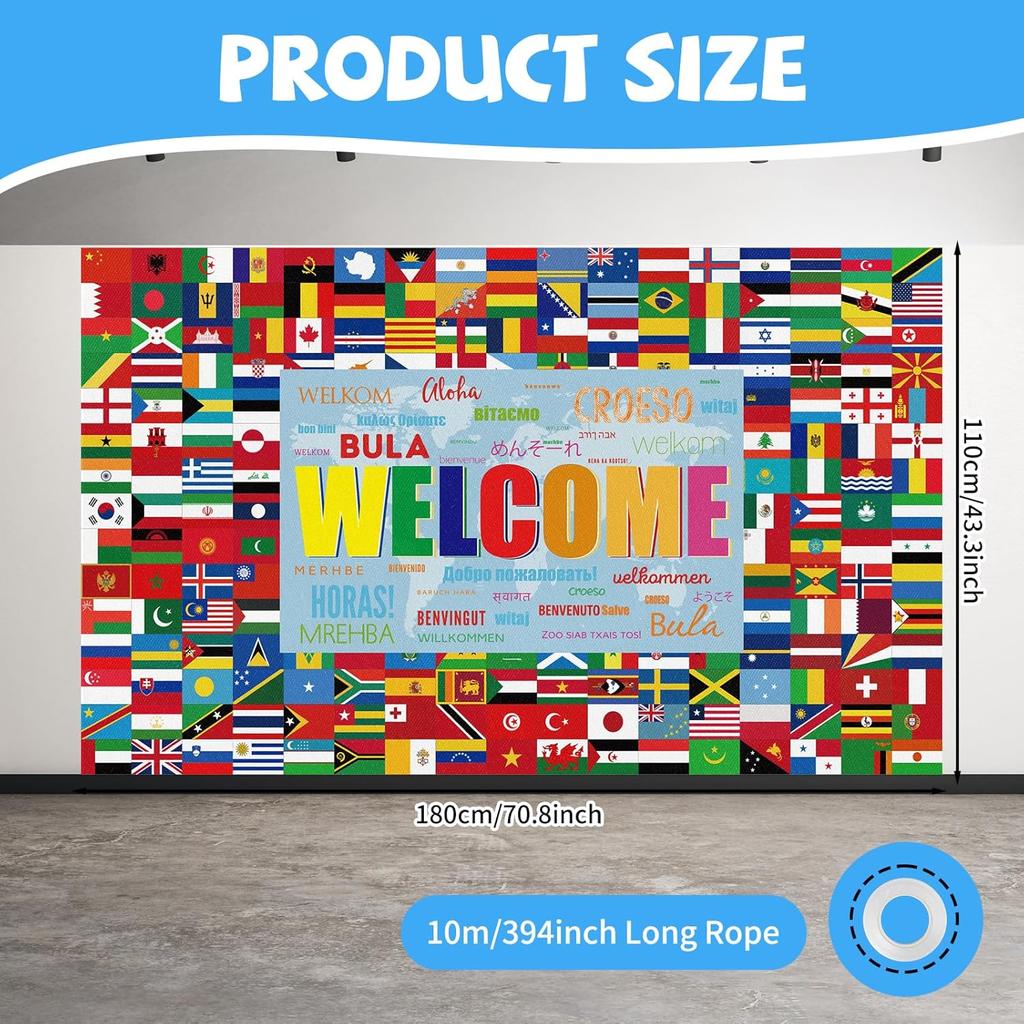 World Flag Banner International World Flags Banner Country Flags Banner Backdrop Decoration with Brass Grommets Party Supplies Sports Events Bar