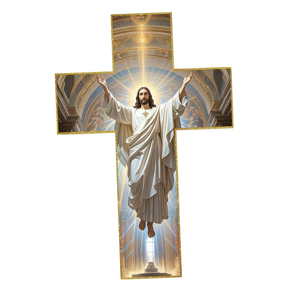Wall Crucifix Cross Gift Wood Cross Wall Decor for Entrance Christmas Easter Jesus Sculpture Figurine Christian Collection