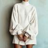 Temperament autumn clothing new loose lantern long-sleeved women's semi-turtleneck dress,