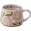 Super Beautiful, Vintage Floral Mug Ceramic Coffee Cups Office Water Bottle for Women,Capacity 380ml,Thickened Cup Wall, Pink