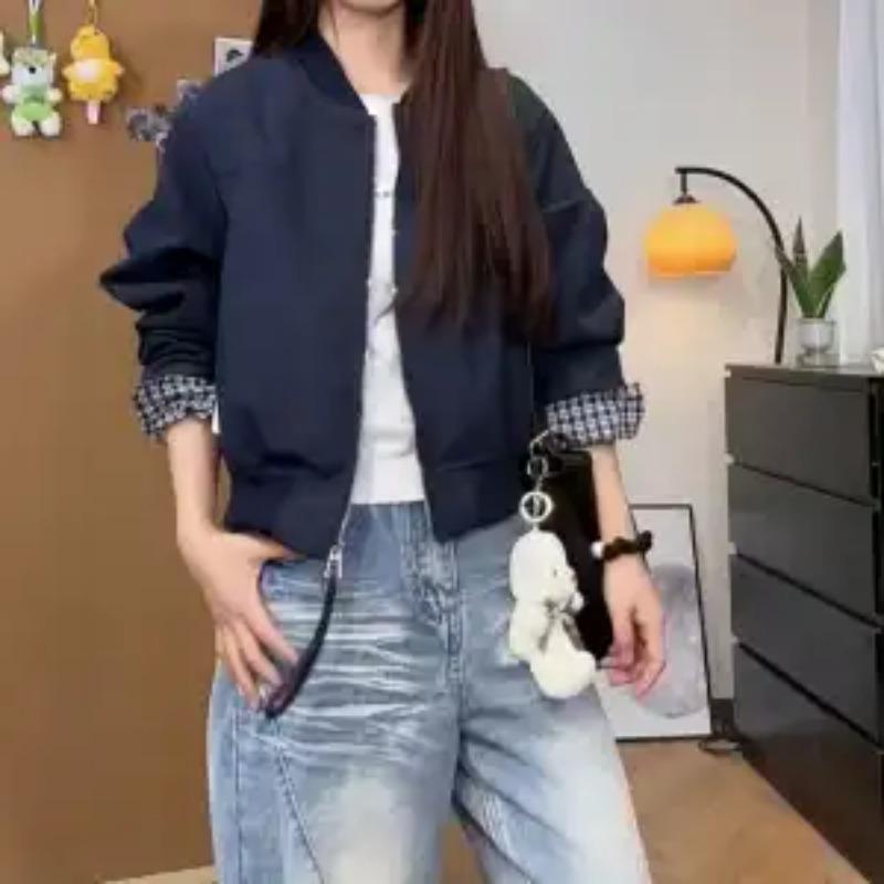 Korean Version Spring New Style Casual Simple Versatile Solid Color Design Short Coat Women's Small Jacket Top