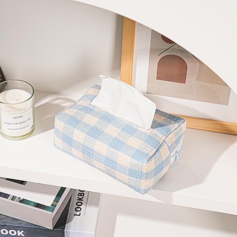 Modern Minimalist Cotton Tissue Box With Splicing Design For Office Decor And Desk Organization