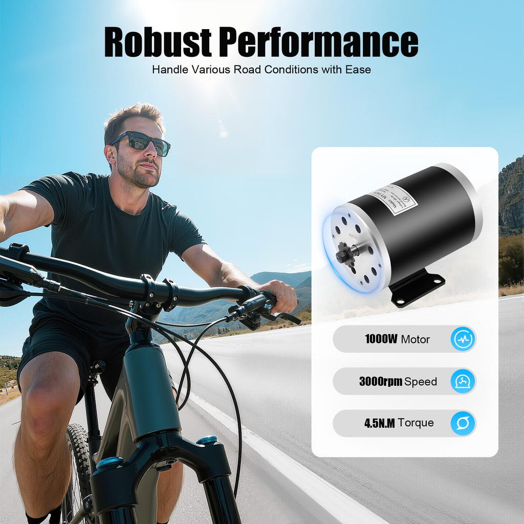 Brush Electric Bicycle Motor,48V1000W Brush Motor Kit w/Controller 3Speed Gears E-Bike Cycling for Scooters Gokarts Beach E-Bike