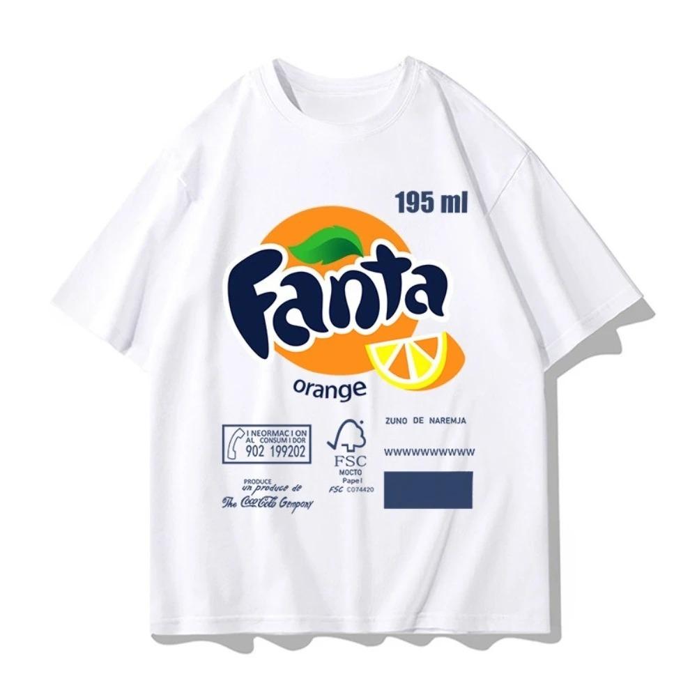 

2026 Summer Cotton Breathable Streetwear T-shirt Fanta Printed T-shirt Unisex Stylish Short-sleeved Round-neck Shirt XXL