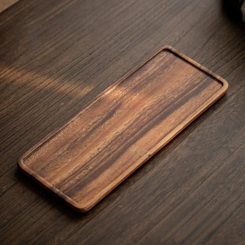 Holztablett Heim Tee Tablett Rechteckiges Serviertablett Holz Snack Obst Tablett Kreatives Trockenblasen Tablett Einfaches Multifunktionstablett