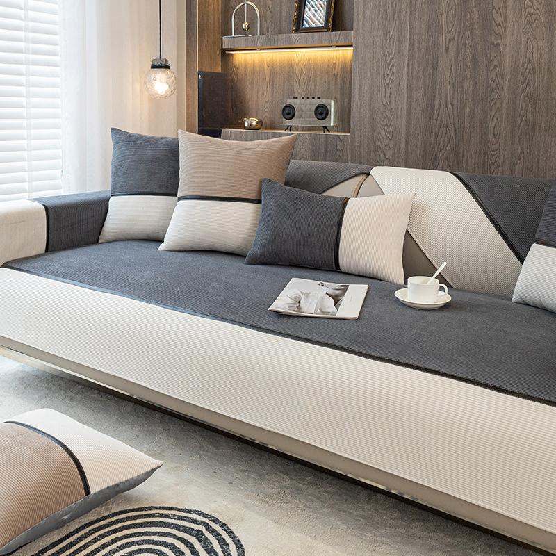 Japanese Style Sofa Cushion Four Seasons Universal Non-Slip Simple Modern Winter Corduroy Seat Cover Cover Cloth